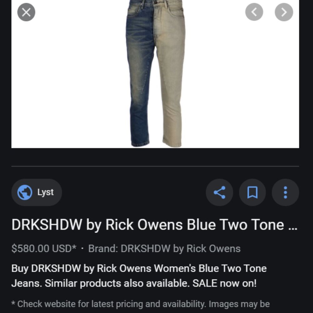 Rick Owens two-tone jeans